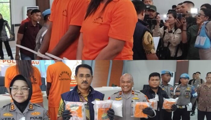 Polda Riau Berhasil Tangkap Sepasang Kekasih terlibat Peredaran Sabu 14,96 Kilogram