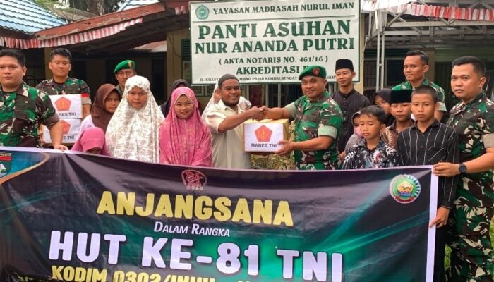 Menyambut HUT Ke-81 TNI, KODIM 0302/INHU Gelar Kegiatan Anjangsana dan Pembagian Sembako