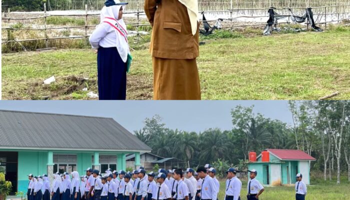 SMPN 6 Siak Kecil Gelar Upacara Bendera Merah Putih